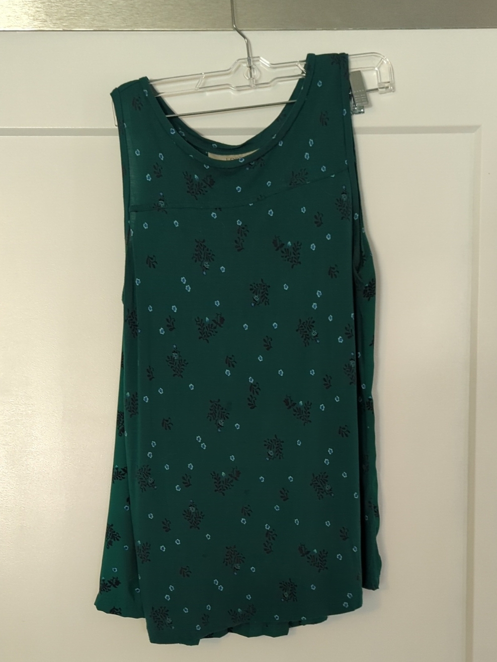 Loft Green Sleeveless Floral Tank Top
